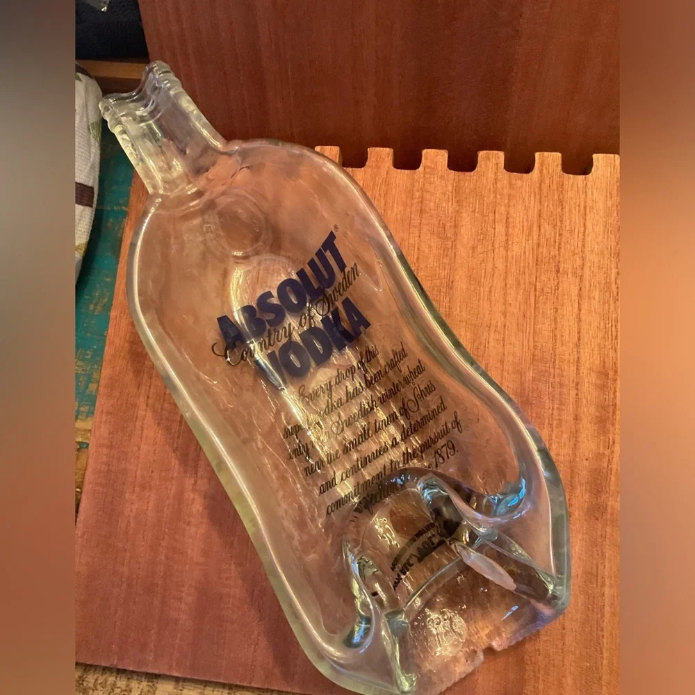 Slumped Melted Glass Absolut Bottle.